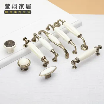 1PC Antique Bronze Kitchen Cabinet Wardrobe Door Cupboard Handles Furniture Pull Hardware Ceramic Drawers Knobs