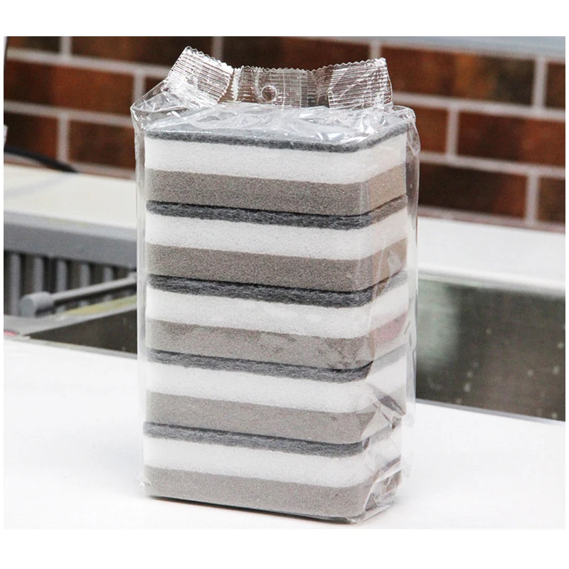 Dishwashing Sponge 5pcs Xiaomi Double side Sponge Thickened Dishwashing Wipe Scouring Pad Cleaning Brush Nano Cotton Pot Brush Kitchen