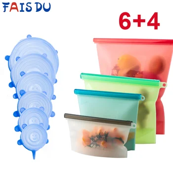 

3Pcs Silicone Bag Food Storage Containers Leakproof Fresh Sealed Bags Reusable Preservation Fruit Vegetable Storage Bag