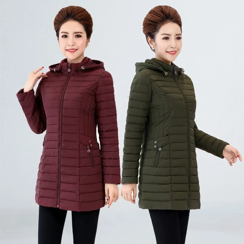 

2019 New Cotton-padded Clothes Women's Mid-length Slim Fit Middle-aged Mom Winter Coat Middle Aged And Elderly People Cotton Coa