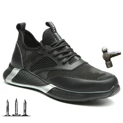 Chaussures de sécurité avec embout en acier pour homme, baskets de travail légères et indestructibles, Anti perforation 
