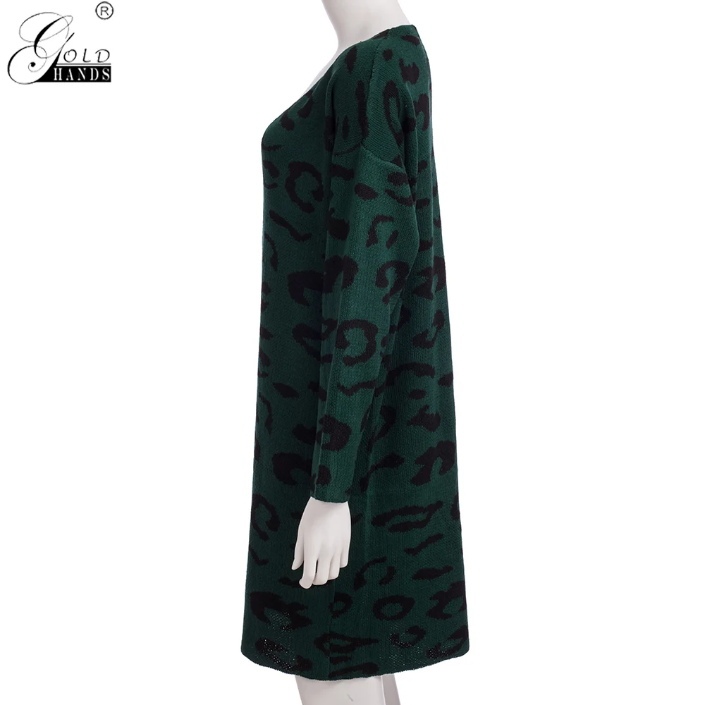 Золотые Руки Леопардовый принт свободный свитер кардиган для женщин с длинным рукавом трикотажные свитера Верхняя одежда Пальто Femme осень зима