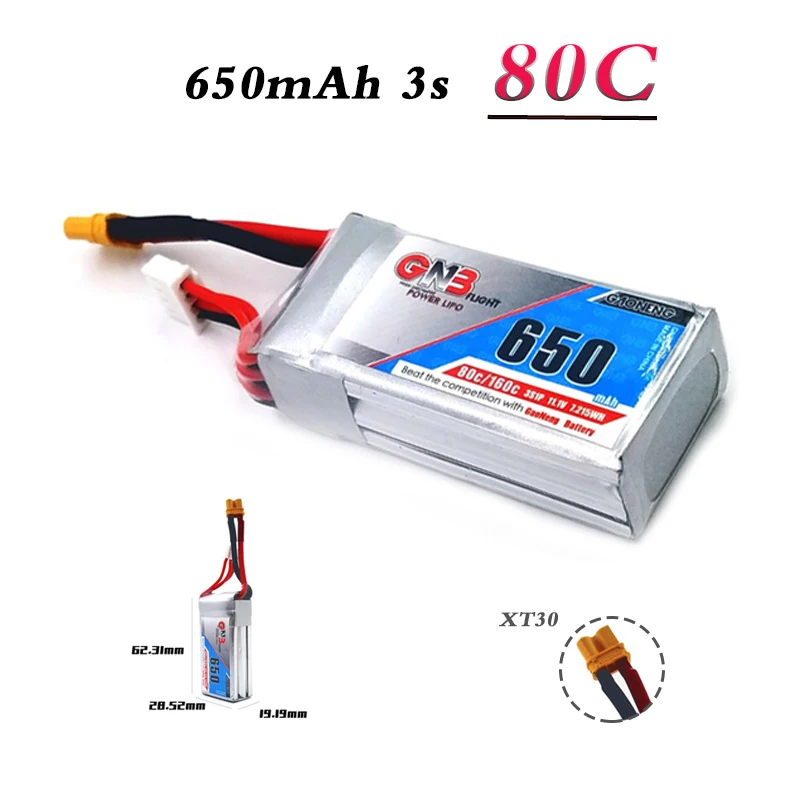 Lipo 3s GAONENG GNB 11 1 В 650 мАч аккумулятор 80C/160C разъем XT30 для FPV Racing Drone RC Quadcopter детали