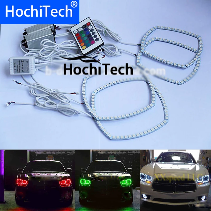 Для Dodge Зарядное устройство 16 виды цветов RGB светодиодный Фар halo глаза ангела