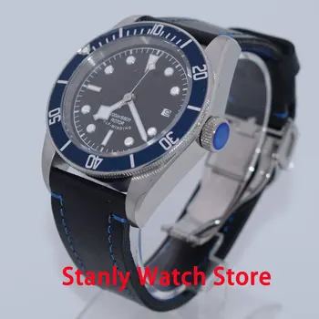 

Solid Corgeut 41mm Black Sterile Dial Blue Rotating Bezel Sapphire Luminous Marks Miyota 8215 Automatic Movement Men's Watch