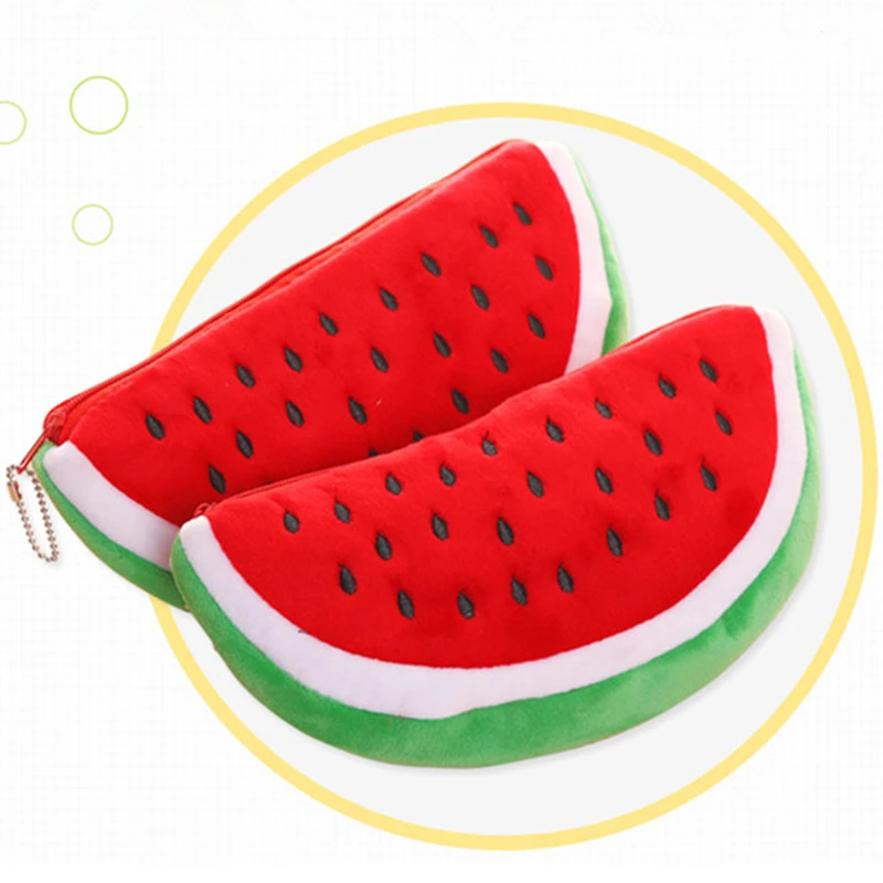

Fashion Watermelon Pencil Case Wallet Office School Supply Pencilcase Velvet Fruit Purse Pen Bag Women Cosmetics Handbag Gift