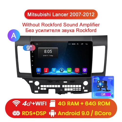 Junsun 4G+ 64G Android 9,0 для Mitsubishi Lancer 9 10 2007-2012 Авто 2 din Радио стерео плеер Bluetooth gps Нет 2din dvd - Цвет: WIFI-4G 4-64GB-A