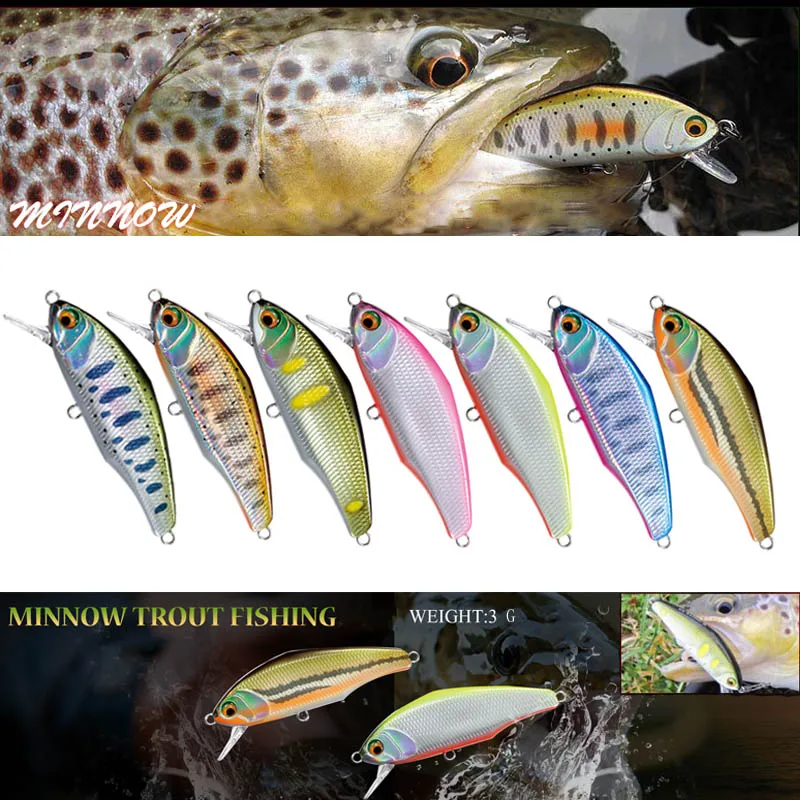 

1pcs Japanese Design Pesca Wobbling Fishing Lure 44mm 3g Sinking Minnow Isca Artificial Baits For Bass Perch Pike Trout