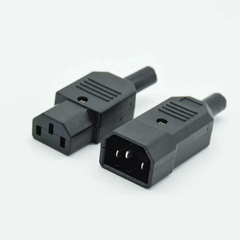 IEC прямой кабель Разъем C13 C14 10A 250 В черный женский и штекер Rewirable разъем питания 3 pin AC разъем - Цвет: Male and female