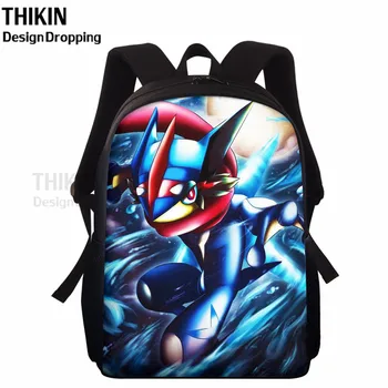 

THIKIN Pokemon Mewtwo Gengar School Backpack For Girls Boys 15 Inch Bagpack Multicolor School Bag Kids Rucksack Bolsa Escolar