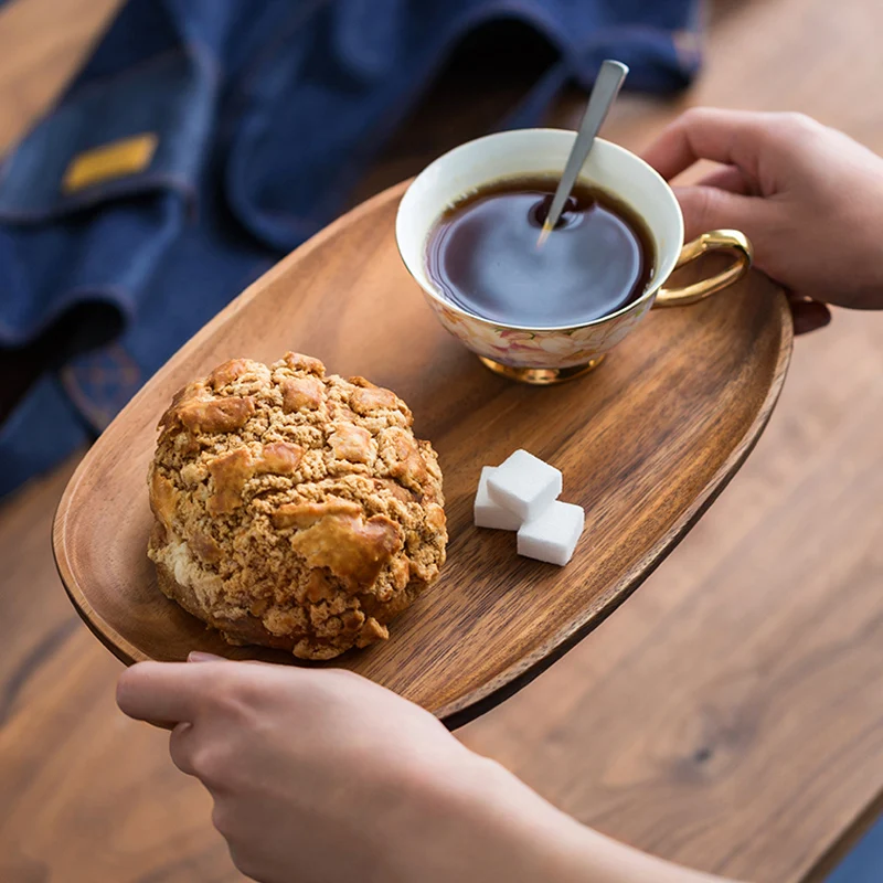 Skup Drewniany talerz nieregularne drewno akacjowe talerz ciasto danie owoce deser taca do serwowania talerz sushi mała kawa taca herbaciana drewno zastawa stołowa