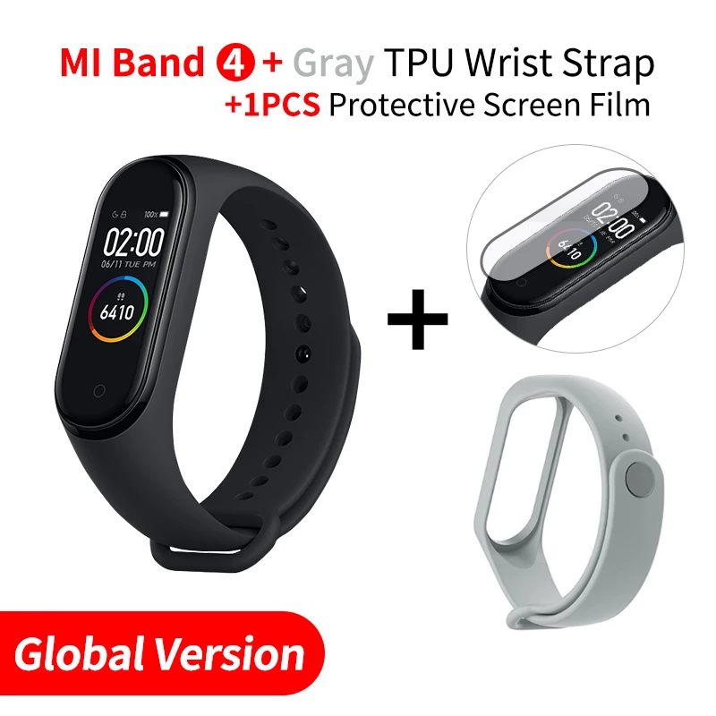 Xiaomi mi Band 4 Smart mi band 3 Цвета экран Браслет фитнес-трекер для измерения сердечного ритма Bluetooth 5,0 водонепроницаемый банда4 - Цвет: EN Add Grey Strap