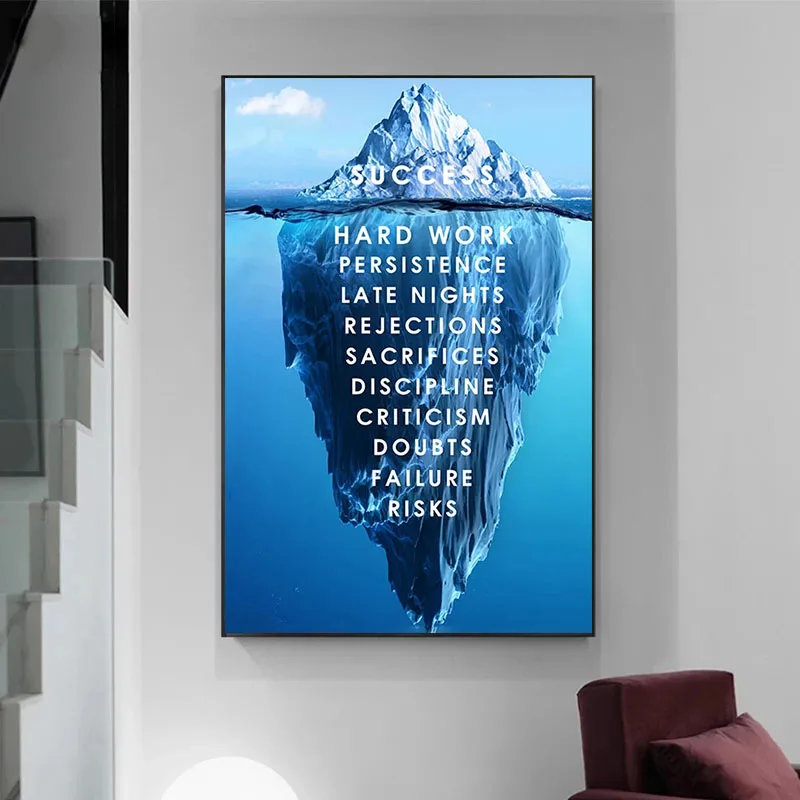 

Iceberg of Success Canvas Poster Landscape Motivational Canvas Painting Wall Art Picture for Home Decor Canvas Wall Art