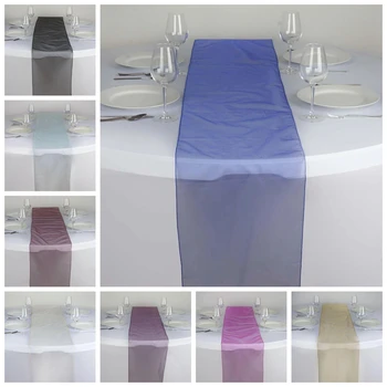 

5pcs 10pcs 20pcs Sheer Organza Table Runner Banquet Tablecloth Tablr Runers For Wedding Event Decoration