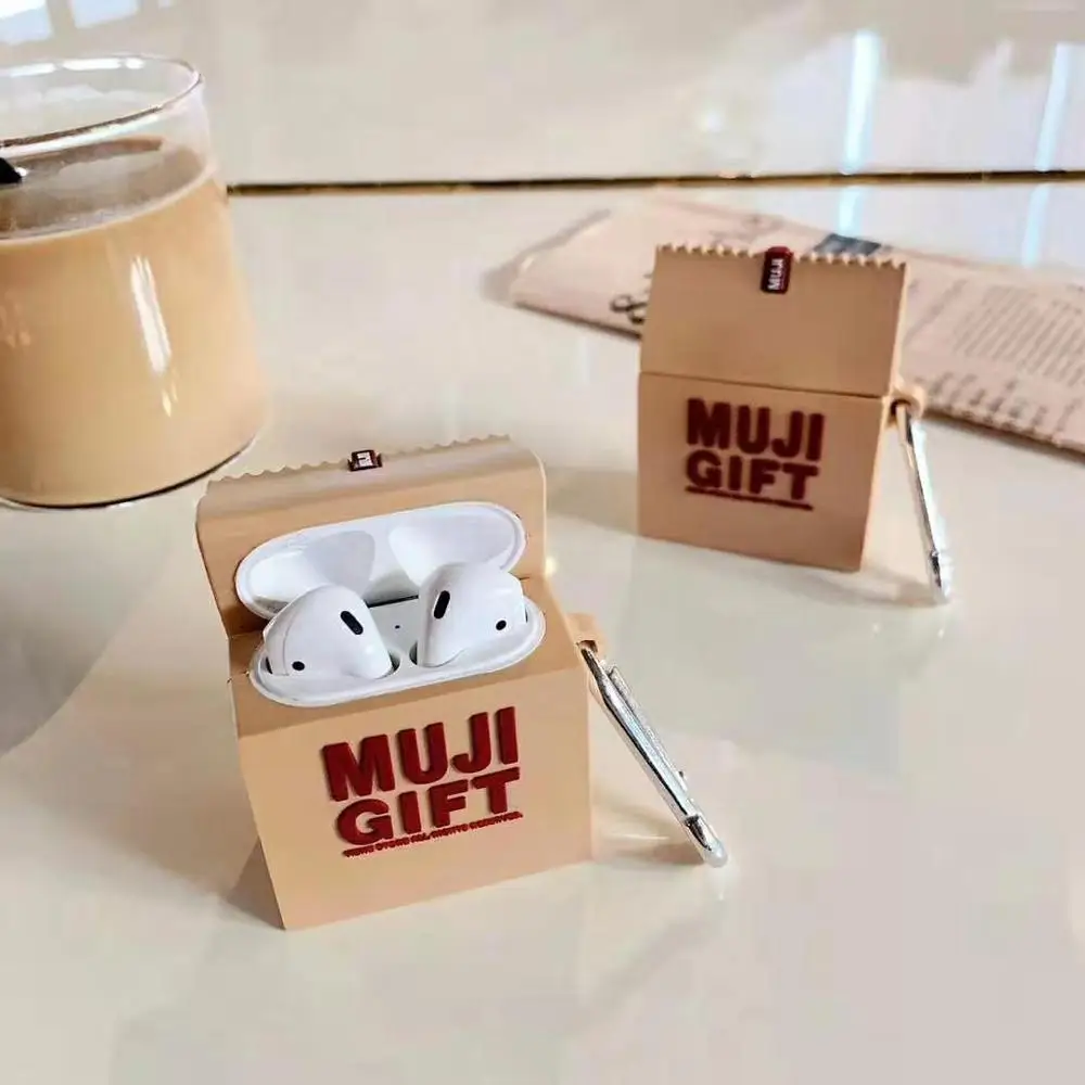 Милый 3D бренд MUJI модный беспроводной Bluetooth гарнитура силиконовый чехол для Airpods Earphne Защитный чехол силиконовый чехол s