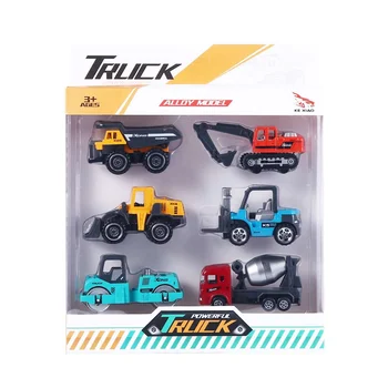 

FULL-6 Pcs 1:64 Diecast Toy Construction Vehicles Toys Alloy Truck Toy Boys Kids Metal Cars Toys