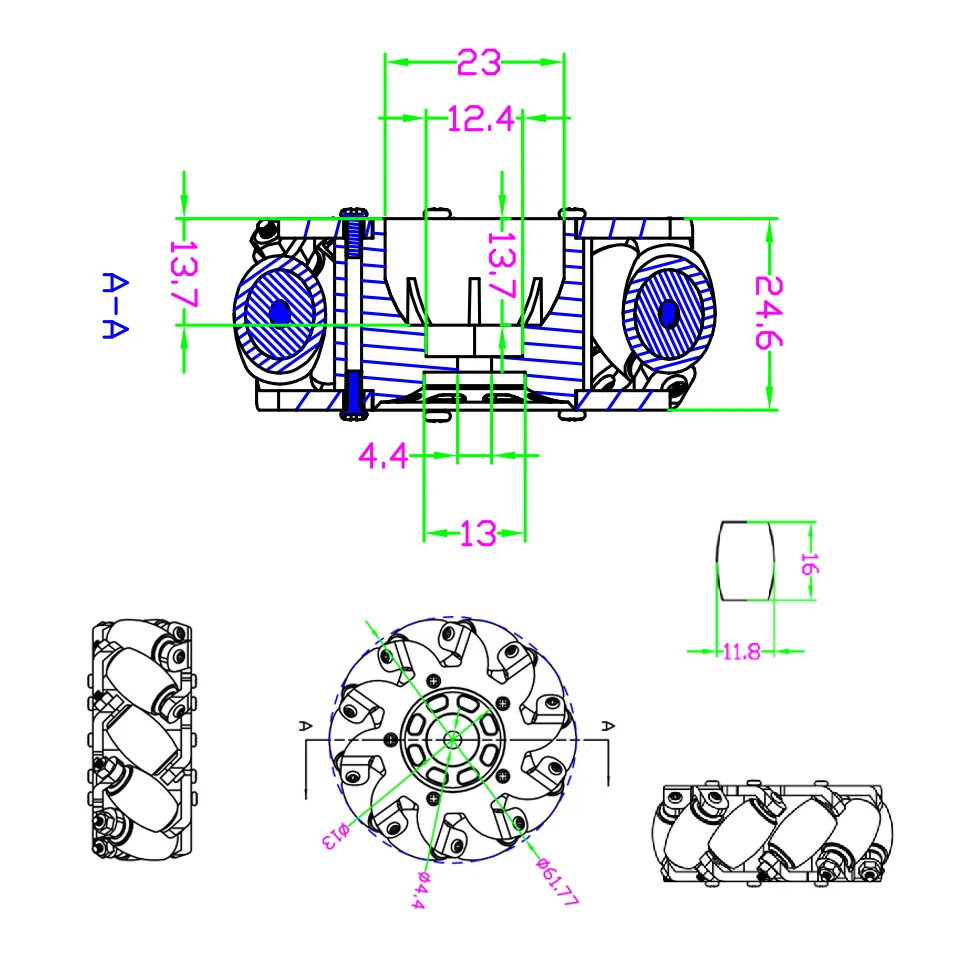 60 мм Mecanum колеса турбина привод всенаправленные колеса Набор с металлические диски резиновая шина 12 мм шестигранный концентратор для умный автомобиль RC робот
