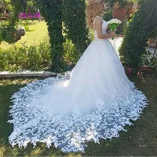 Сексуальное свадебное платье с кружевной аппликацией, милое бальное платье с коротким шлейфом, свадебные платья высокого качества