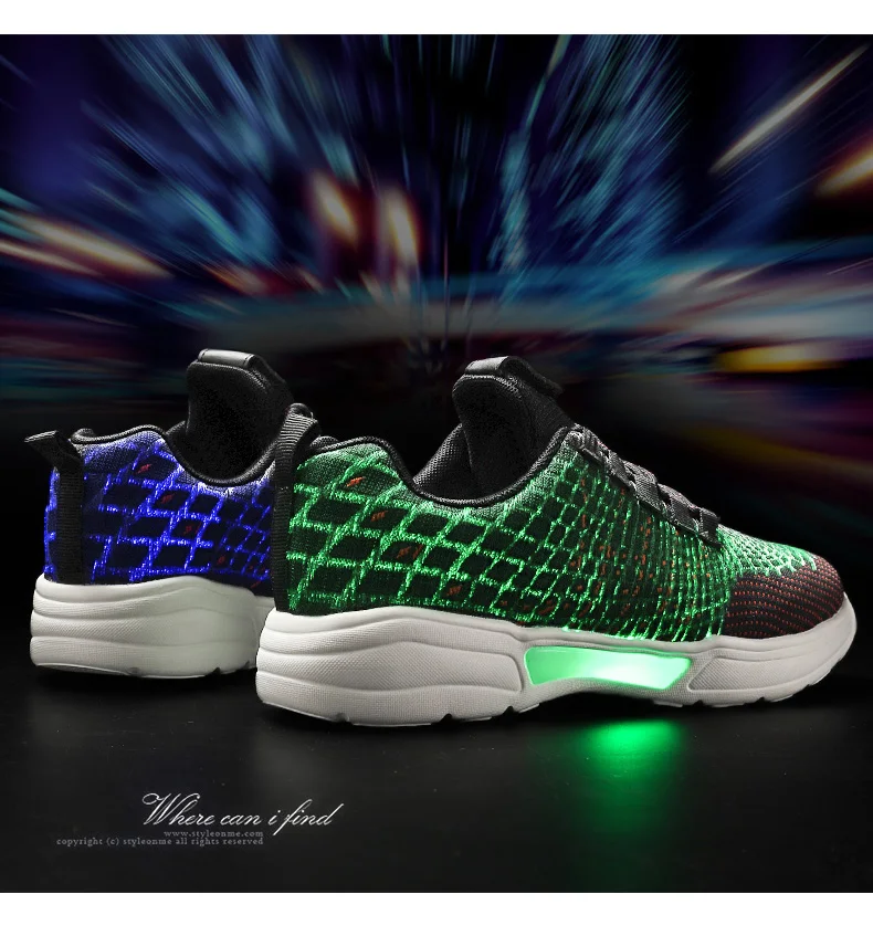 UncleJerry Luminous Sneakers New Fiber Optic Shoes for Women Men Boys Girls USB Rechargeable Shoes for Christmas gift children's shoes for high arches