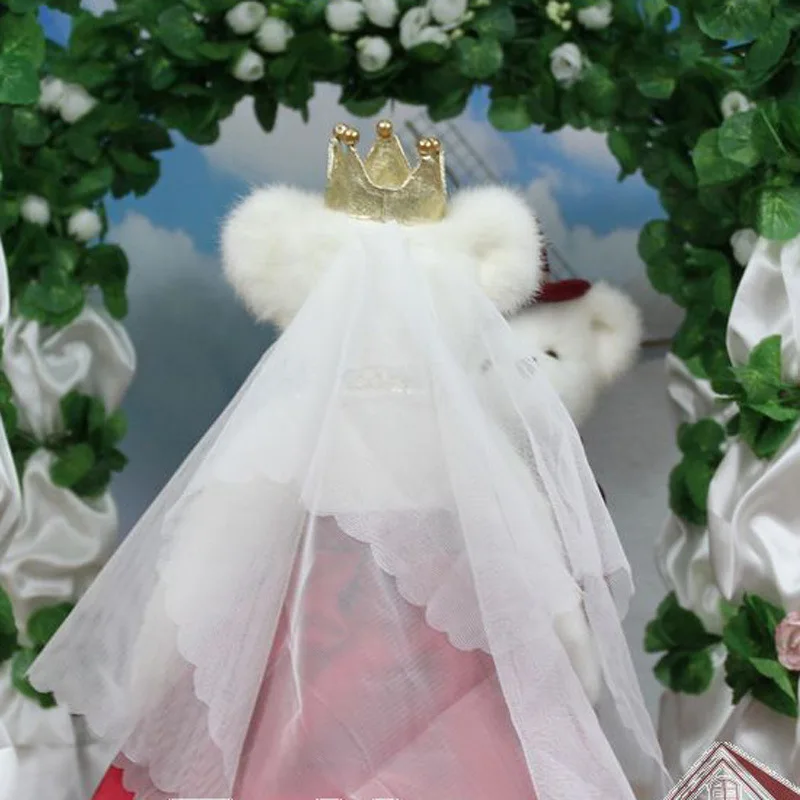 2pcs Creative Lucky Teddy Bear Couple for Christmas gift Red Full Dress White Bear Wedding doll decoration children plush toy