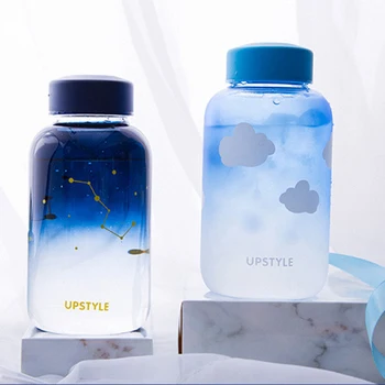 

Creative Sky Glass Water Bottle with Cloth Bag Gradient Color Transparent Sport Bottles Travel Bottle Fashion Drinkware