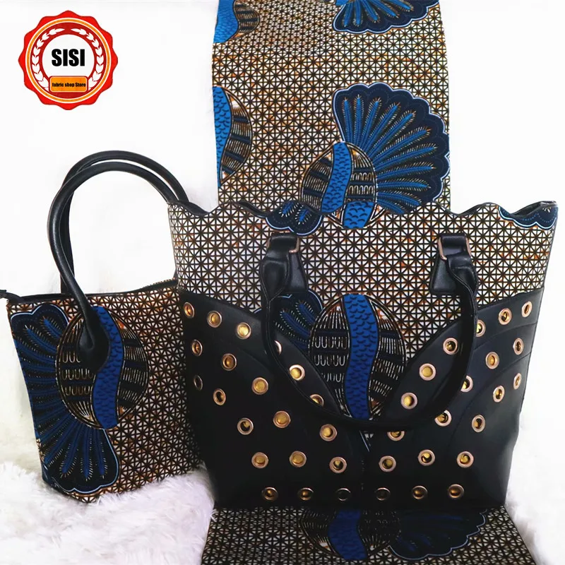SISI Новое поступление африканская восковая Сумочка набор. Высококачественный Женский воск сумочка подходящая 6 ярдов настоящая восковая ткань 3 шт./компл. для женщин