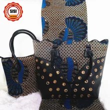 SISI Новое поступление африканская восковая Сумочка набор. Высококачественный Женский воск сумочка подходящая 6 ярдов настоящая восковая ткань 3 шт./компл. для женщин