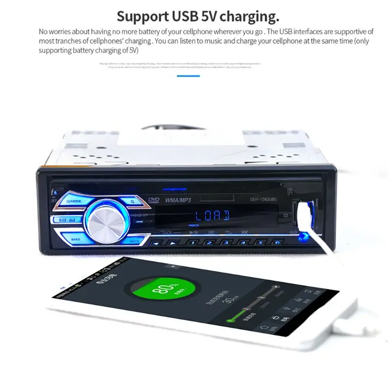 12 В автомобильный стерео FM Радио MP3 аудио плеер Поддержка FM USB SD DVD музыкальный CD плеер Автомобильный плеер