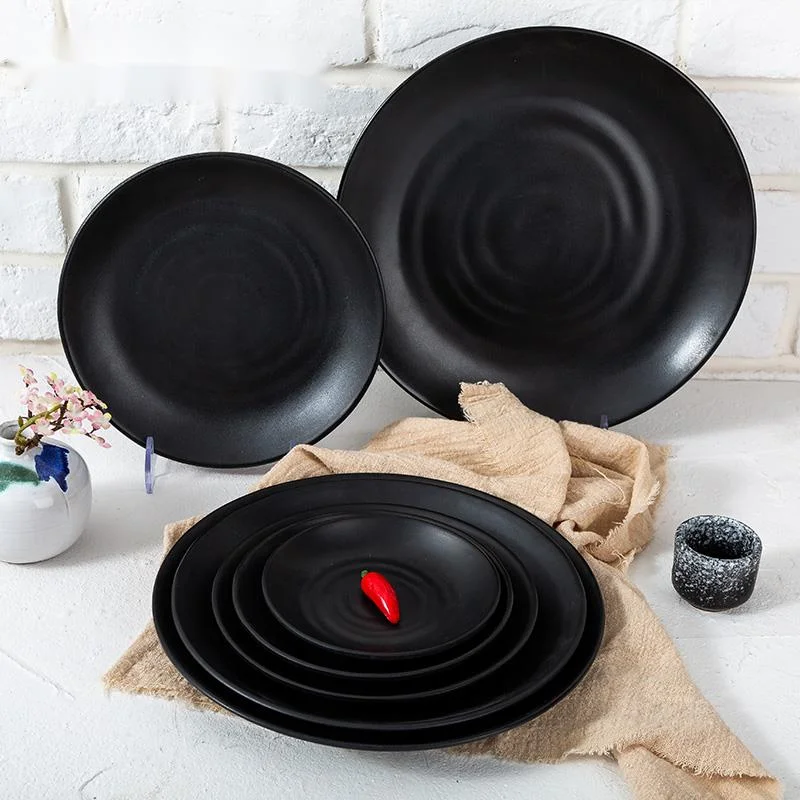 Sia Huat Hot Sale Round Dish Japanese Plate Western Food Creative Home Plate Matt Black Color Tableware Dishes And Plates Sets Dishes Plates Aliexpress