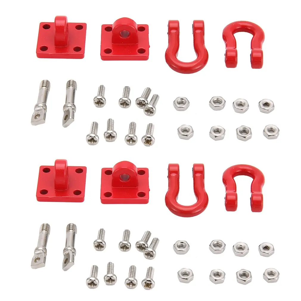 

RC Car Red Metal Trailer Shackle Rescue Tow Hook for 1/10 RC Crawler Traxxas TRX4 Axial SCX10 90046 RC4WD D90 TF2 Tamiya CC01