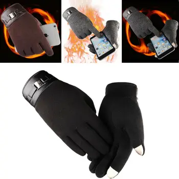 

Men's Touch Screen Leather Gloves Thermal Fleece Lined Driving Winter Warm Gift New Men Winter Warm Kint Full Finger Gloves