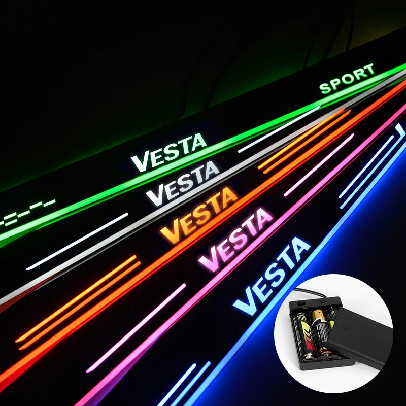 Светодиодный порог для Лада Веста кросс-концепция- потоковый светильник накладка акриловая батарея автомобильные пороги аксессуары