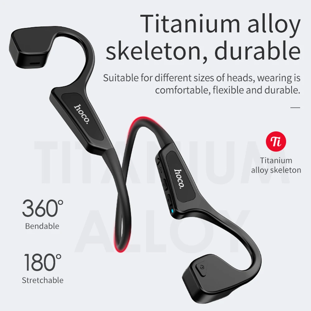 HOCO Bone Conduction Wireless Bluetooth Earphone Stereo Headset Sports Headphone Titanium Waterproof earphone Running Driving