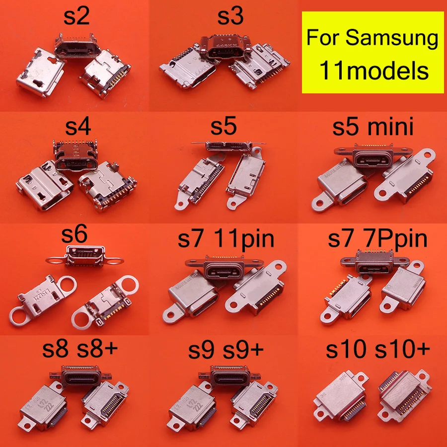 2 шт. разъём питания Micro USB для Samsung Galaxy S2 S3 S4 S5 S6 S7 7pin 11pin S8 S9 S10 Plus|Шлейфы мобильных телефонов| |