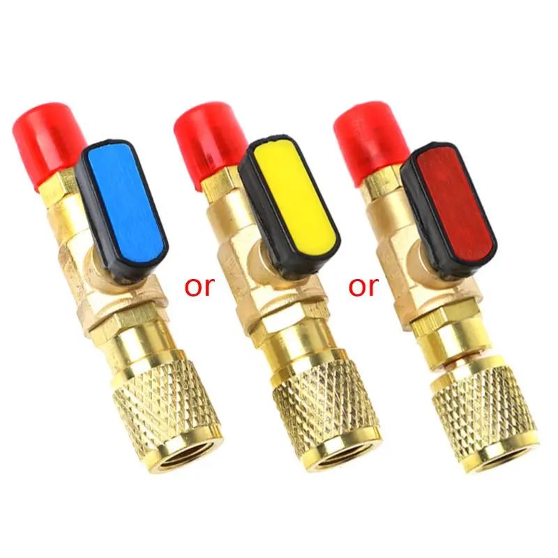 

1/4" Male to 5/16" Female SAE R410A Refrigerant Straight Ball Valve AC Charging