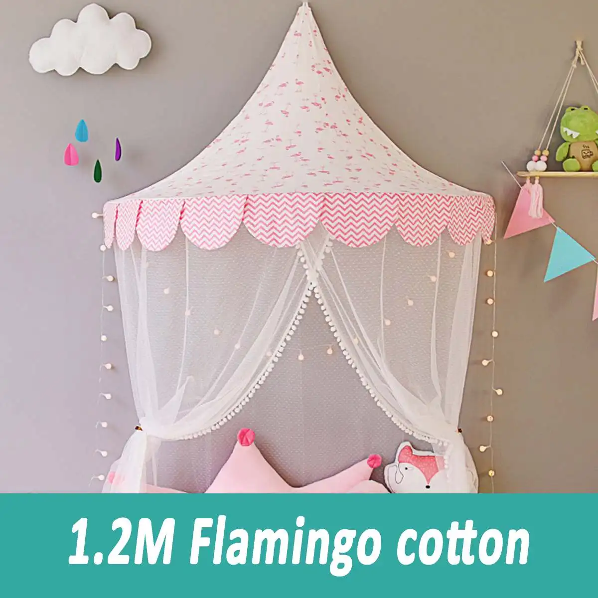 1,2 м детские палатки teepee дети играют из хлопчатобумажной ткани в виде героя кровать, палатка навес складная кроватка палатка Детские ру я декора подарки на день рождения фон для фотосъемки - Цвет: Flamingo