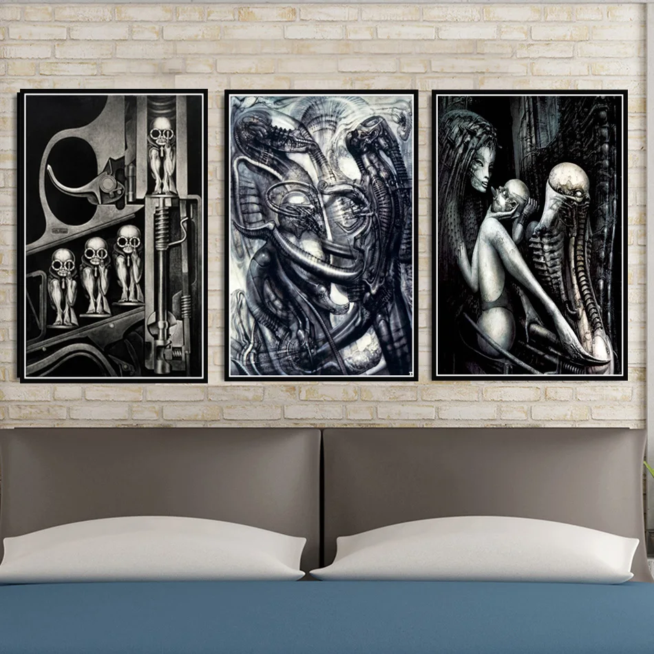 

Poster And Prints Hr Giger Li II Alien Horror Artwork Retro Painting Wall Art Canvas Wall Pictures For Living Room Home Decor