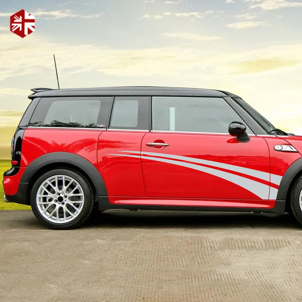 2X креативная виниловая наклейка на дверь автомобиля в полоску для MINI Cooper S Clubman R55 аксессуары
