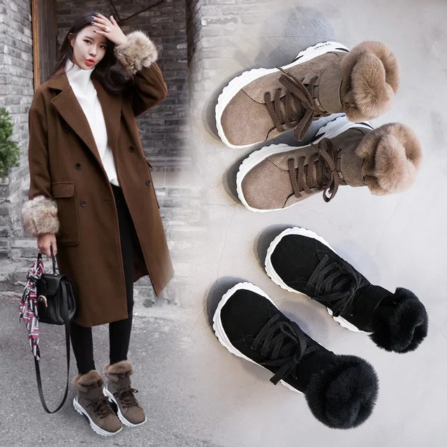 Женские ботинки; Новинка года; зимние короткие ботинки для девочек; женские короткие матовые ботинки из натуральной кожи; бархатная хлопковая обувь; g991