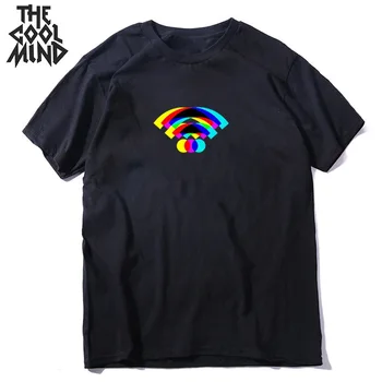 

COOLMIND 100% cotton short sleeve wifi print men T shirt casual cool fashion men tshirt o-neck t-shirt male men tee shirts tops