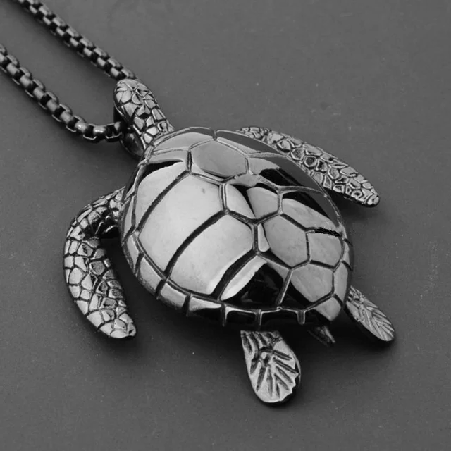 NewTrendy Animal Turtle Pendant Necklace Women Necklace Metal Sliding Colorful Turtle Pendant Necklace Accessories Party Jewelry -black