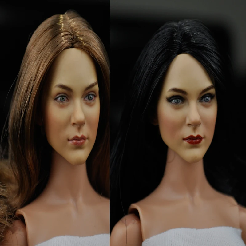 KUMIK KM16-21B 1/6 Black Hair Head Carving Sculpt Fit 12'' Female Figure DOll 