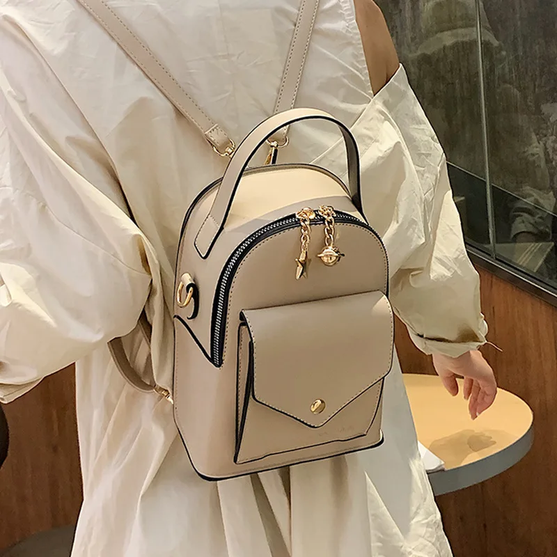 

INS Wind Korean-style Multi-Purpose Mini Leather Backpack Women's 2019 New Style Versitile Fashion Students Bag Casual Backpack
