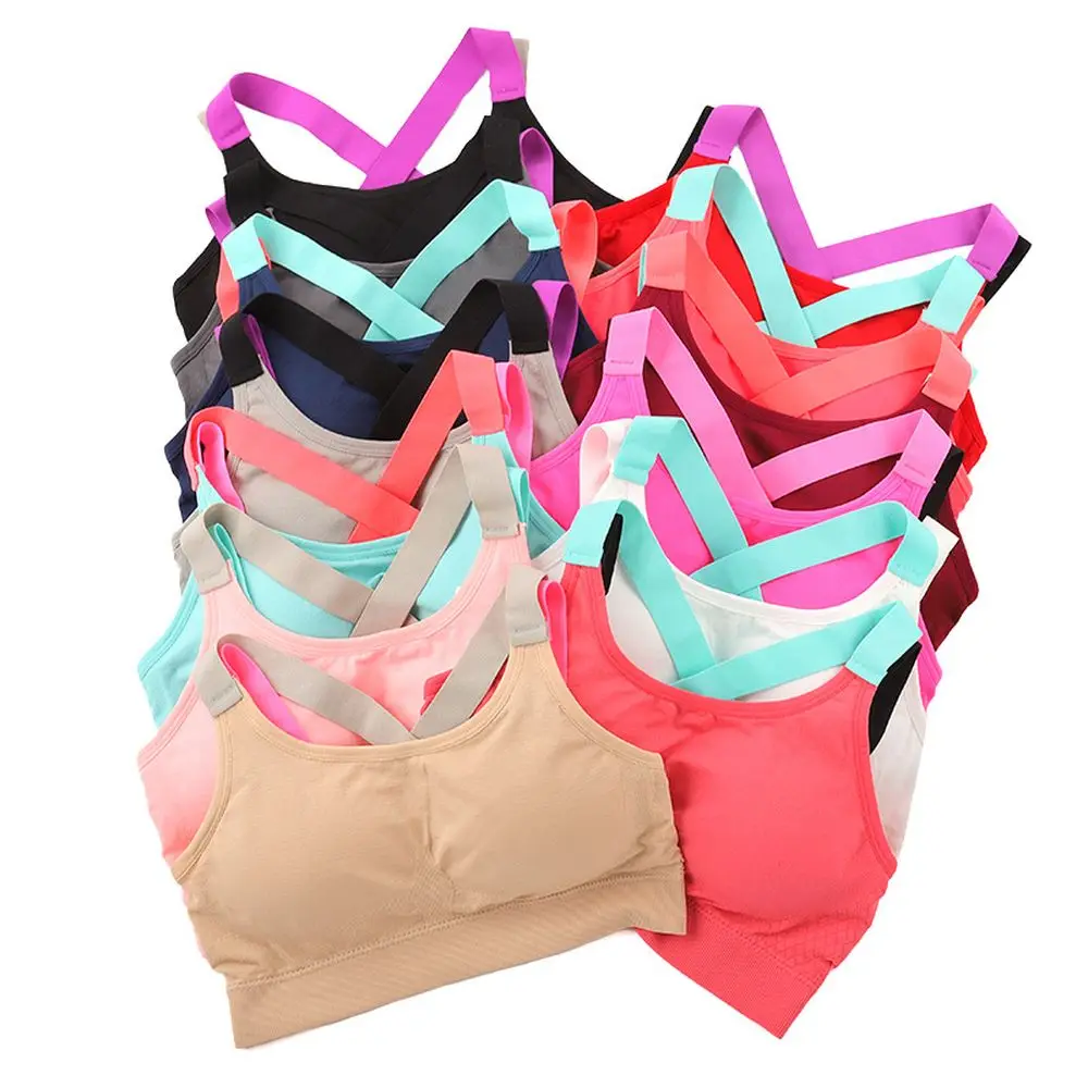 

Sports Bra Women Seamless Push Up Bralette Underwear Yoga Lingerie No Steel Ring Vest Color Matching Contrast Running Cross Bra