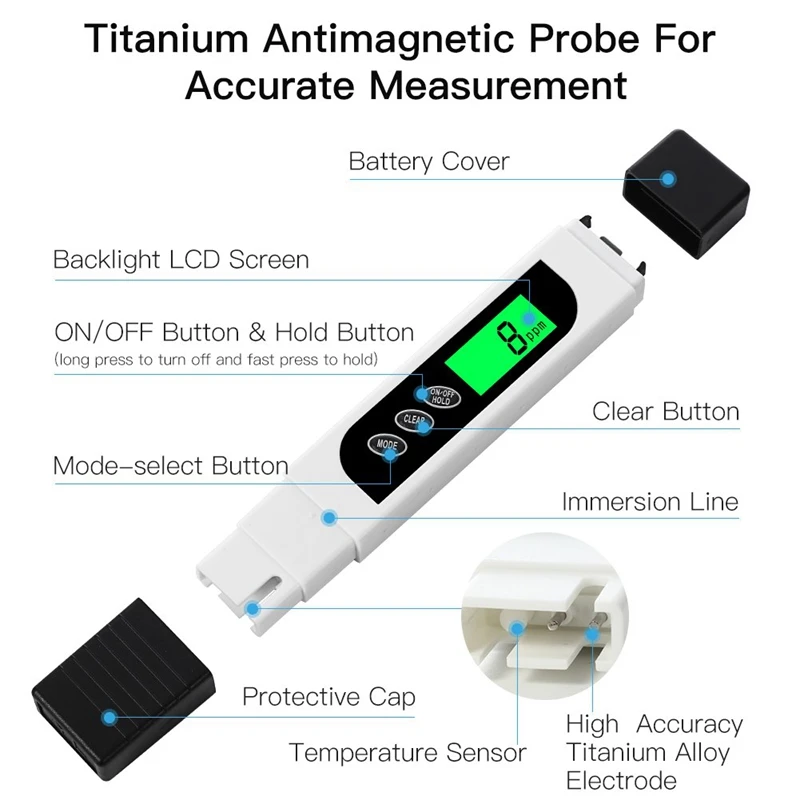 Горячая Цифровой измеритель TDS и рН-метр, тестер качества воды с кнопкой автоматической калибровки, TDS PH EC температура 4 в 1 комплект, perfe