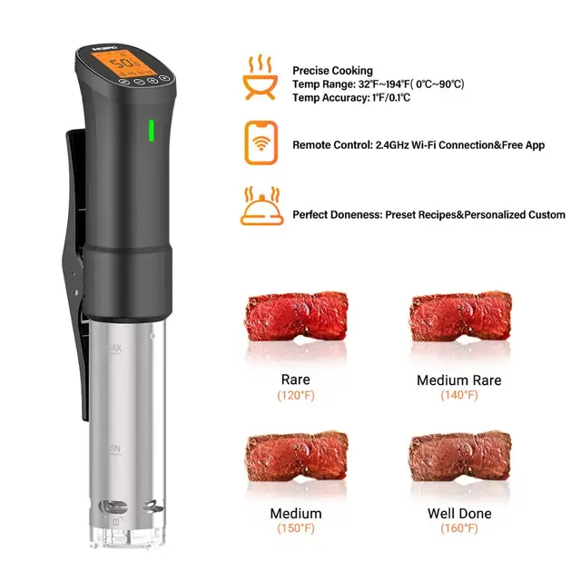 INKBIRD ISV-200W Wi-Fi Culinary Sous Vide Precision Cooker Slow Cook with 1000W Immersion Circulator&Stainless Steel Components 4