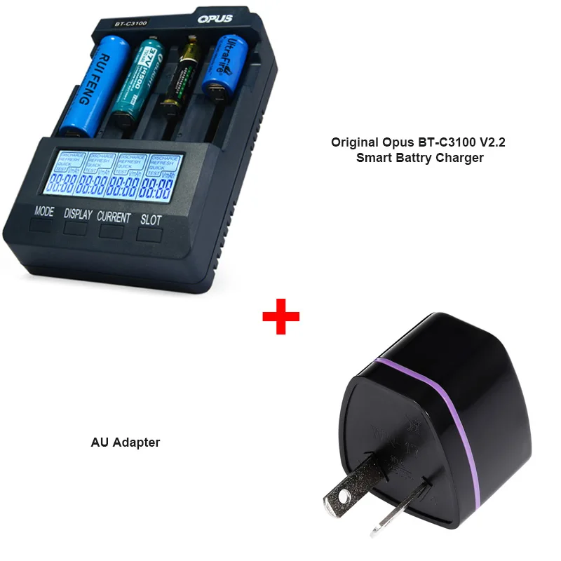 Opus BT-C3100 V2.2 умный цифровой Интеллектуальный 4 ЖК-слота Универсальное зарядное устройство для перезаряжаемых аккумуляторов EU/US штекер - Цвет: AU Plug