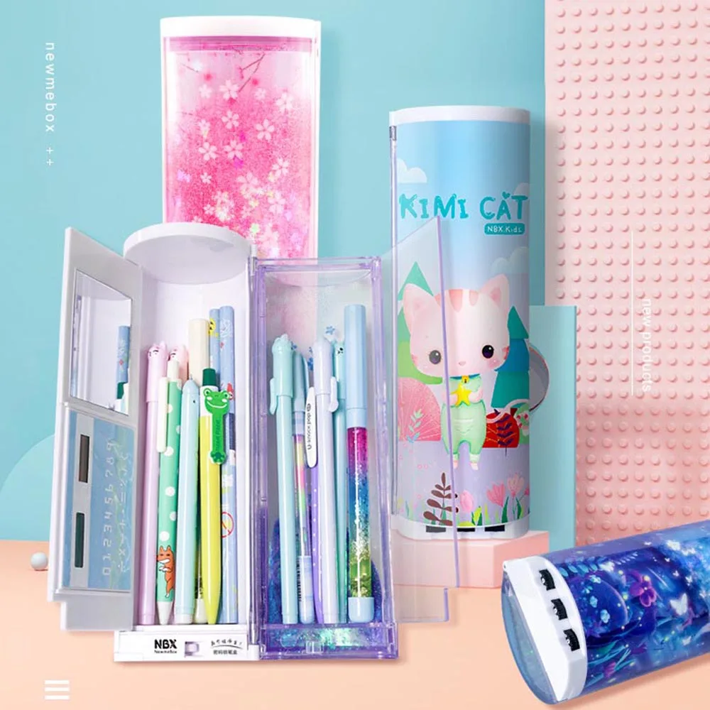 

Kawaii Password Pencil Case Cartoon Pattern Pen Holder Large Capacity Stationery Box Coded Lock Home Office School Storage Bag