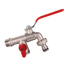 90 Degree Double Valve Water Tap Durable Brass Faucet for Home Outdoor Garden Tools