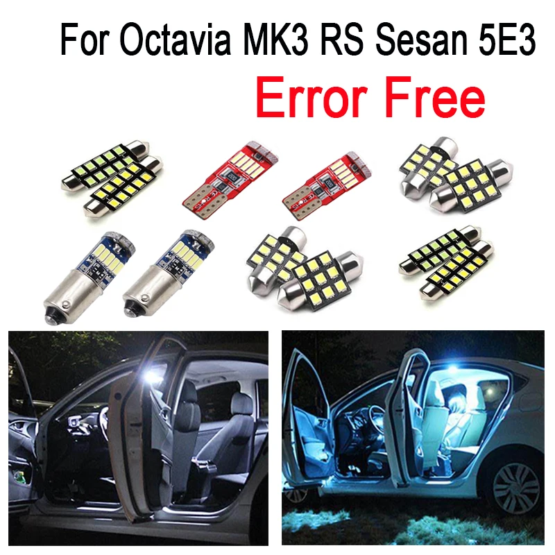

14x LED footwell lamp + LED Interior dome glove box Lights bulb for Skoda for Octavia 3 MK3 saloon MKIII 5E3 sedan RS (2013+)